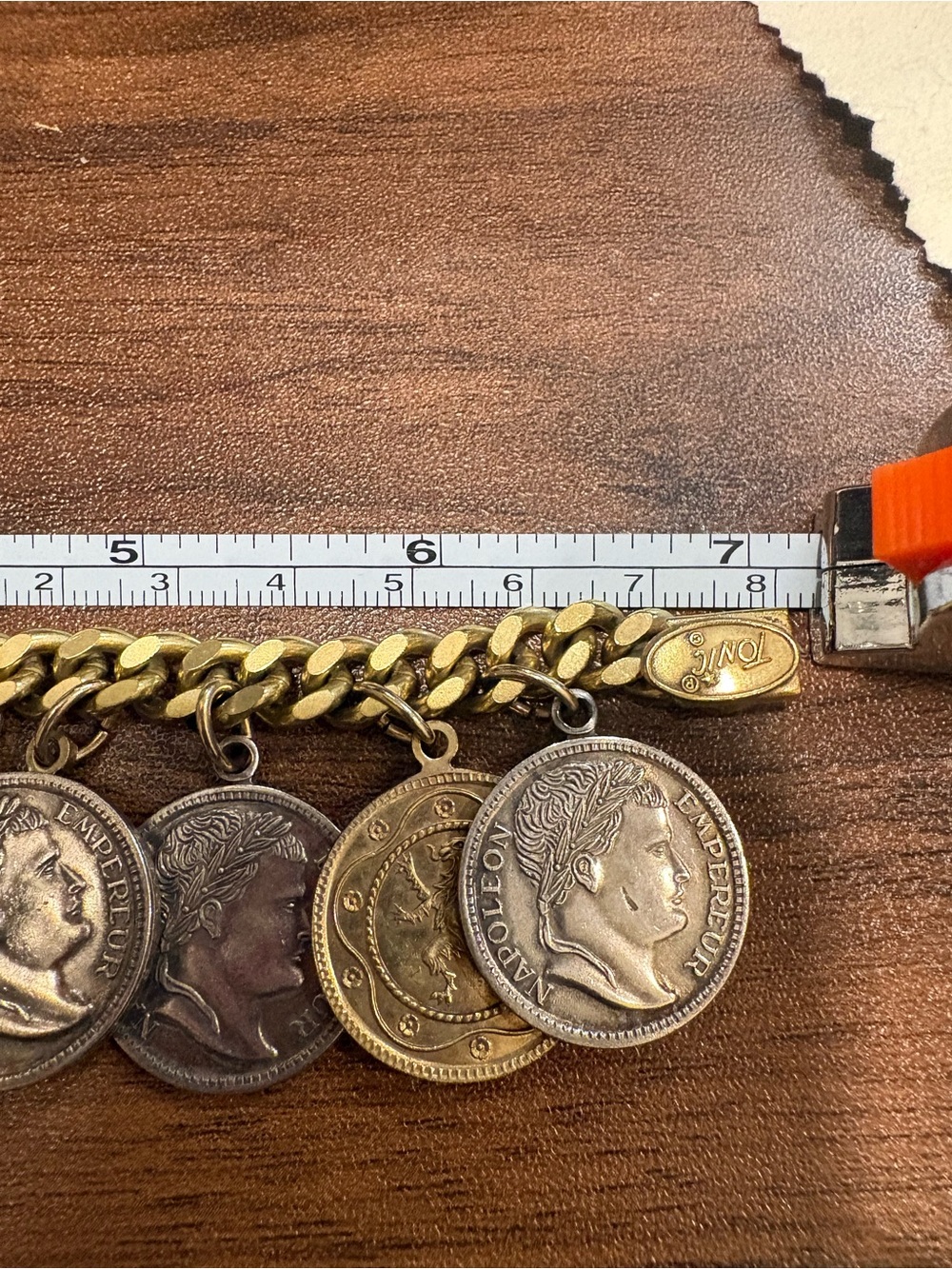 Vintage Gold and Silver Coin Charm Bracelet - Picture 7 of 9